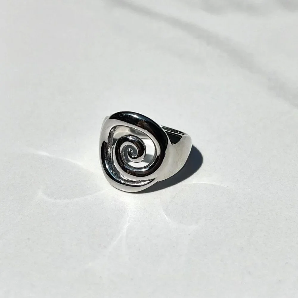 New! “Milos” Swirl Statement Silver Ring